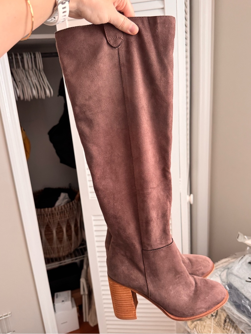 Over-the-Knee Suede Boots in Dusty Brown- WORN ONCE